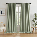 KEQIAOSUOCAI Blackout Linen Curtains 108 Inches Long, Back Tab Loop Pocket Hook Belt Long Vertical Drapes for Living Room Large 