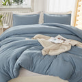 Litanika Grayish Blue Comforter Set California King Size, 3 Pieces Lightweight Solid Bedding Comforter Set, All Season Fluffy Be