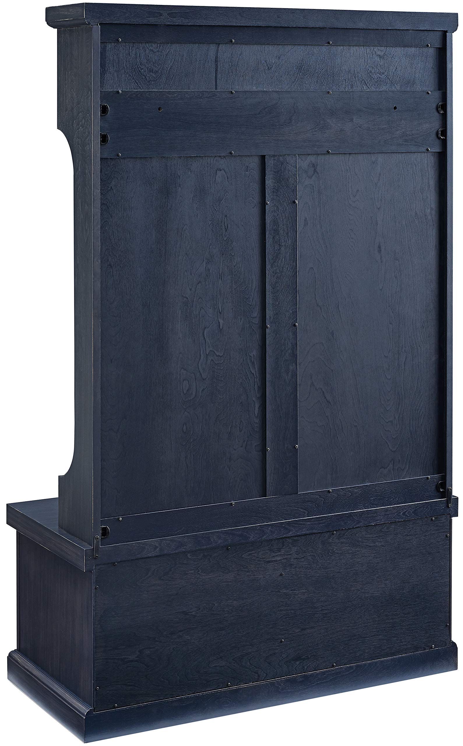 Crosley Furniture Seaside Hall Tree with Shoe Rack Bench and Coat Hooks for Hanging Storage, Distressed Navy