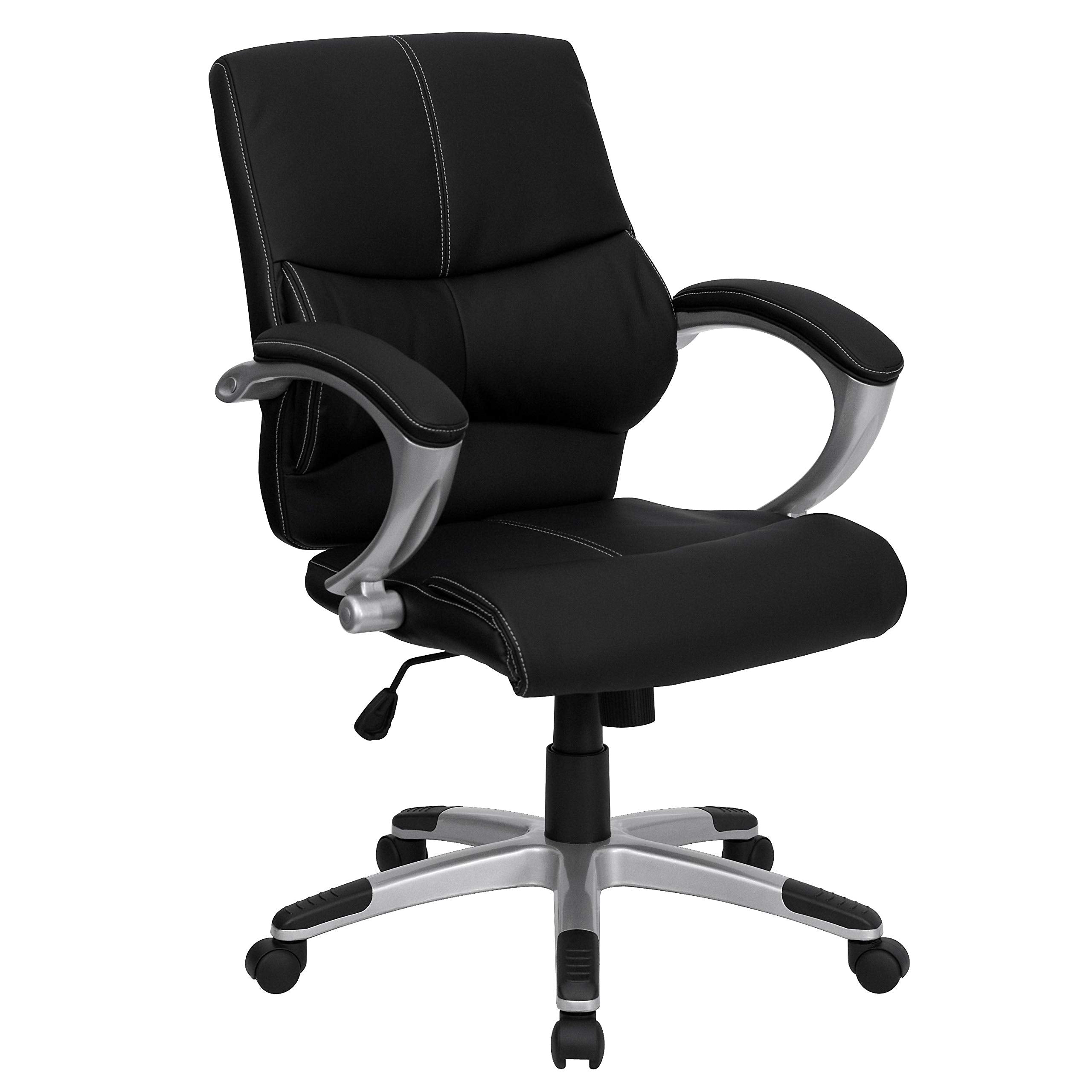 Flash Furniture 37L2Mid Mid-Back Leather Contemporary Manager'S Office Chair, Black