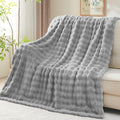 Newcosplay Twin Blanket For Couch Grey Super Soft Flannel Fleece 3D Bubble Lightweight Bed Blanket All Season Use (Grey, Twin(60