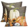 Kawani White Orange Pumpkin Fall Pillow Covers 18X18 Inch Sunflower Leaf Wood Decorative Couch Pillow Cases Set Of 2 Autumn Than