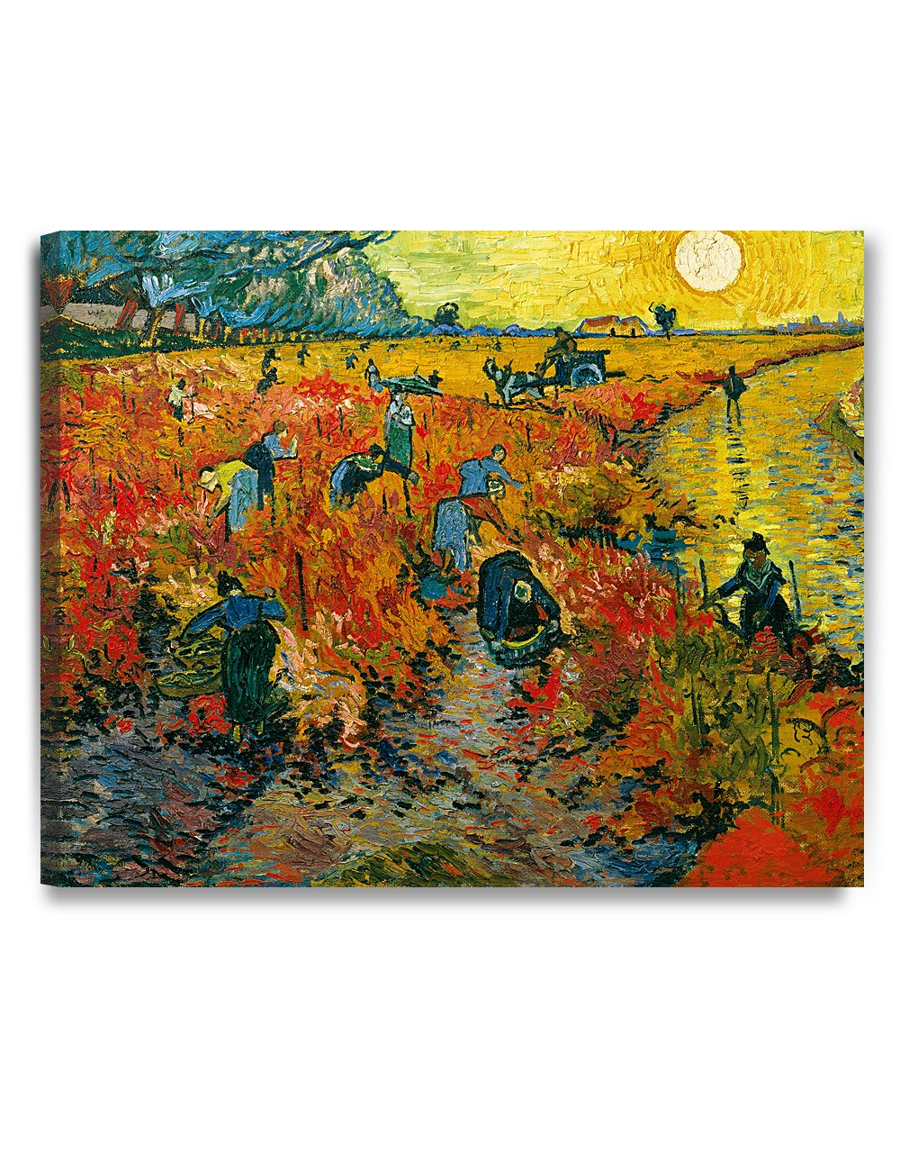 DECORARTS - The Red Vineyards, Vincent Van Gogh Reproductions. Giclee Canvas Print Wall Art for Home Wall Decor. 30x24x1.5 in