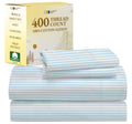 California Design Den Striped Bed Sheets Full Size - 100% Cotton Sheets Set, Luxury 400 Thread Count Sateen, Deep Pocket Full Sh