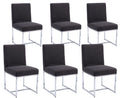 Vescasa Linen Upholstered Dining Chairs Set Of 6, Mid Century Modern Padded Chair With Chrome Metal Frame For Restaurant, Dining
