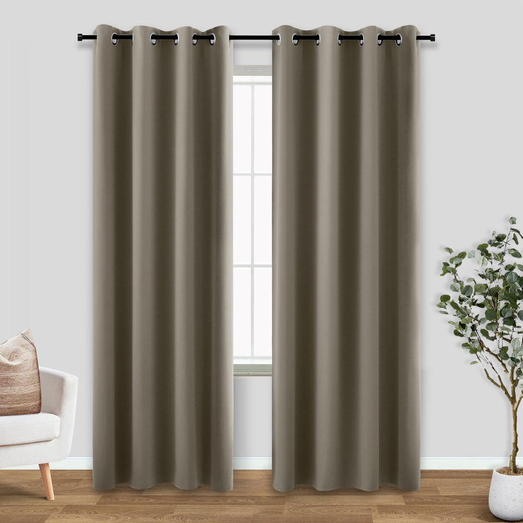 Koufall Taupe Curtains 84 Inch Length 2 Panels Set,Grommet Darkening Blackout Thermal Curtains For Winter Living Room Bedroom 84 Inches Long,Light Brown Coffee