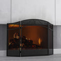 Fire Beauty Fireplace Screen for Wood Burning Fireplace Foldable 3 Panel Wrought Iron Fireplace Cover with Protective Mesh Fire 