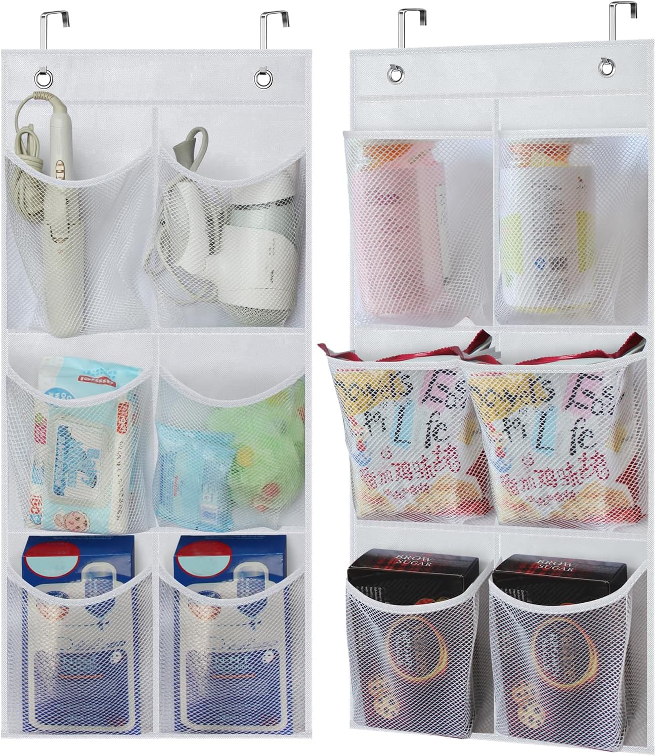 Kimbora 2 Packs Narrow Over The Door/Wall Shoe Organizer, Small Hanging Shoe Rack For Closet With Clear Mesh Pocket For Bathroom, Rv, Pantry, Camping (White)