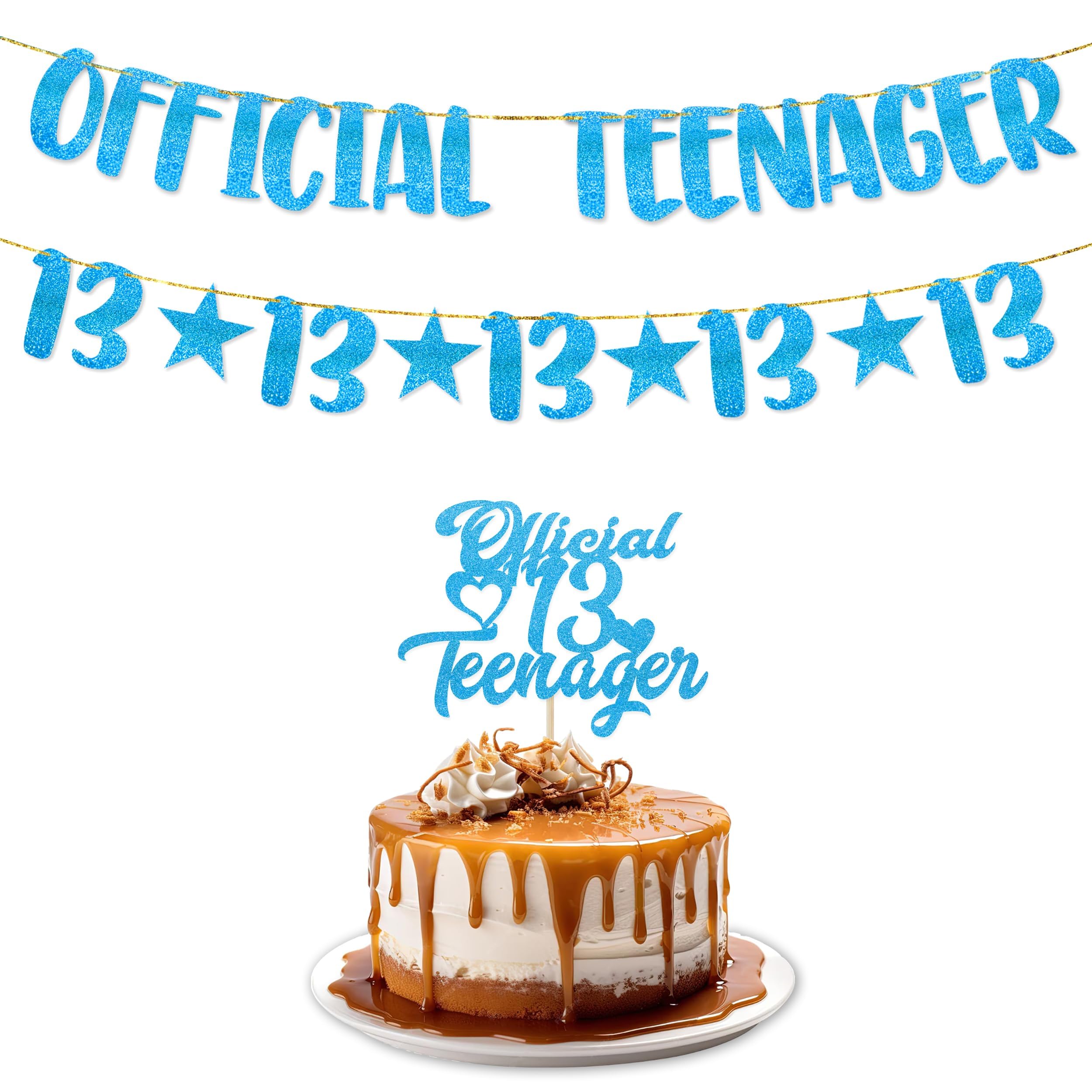 Itsyyboo Official Teenager 13Th Birthday Decorations Set, Red Glitter Banner And Cake Topper, Party Supplies For Boys And Girls 