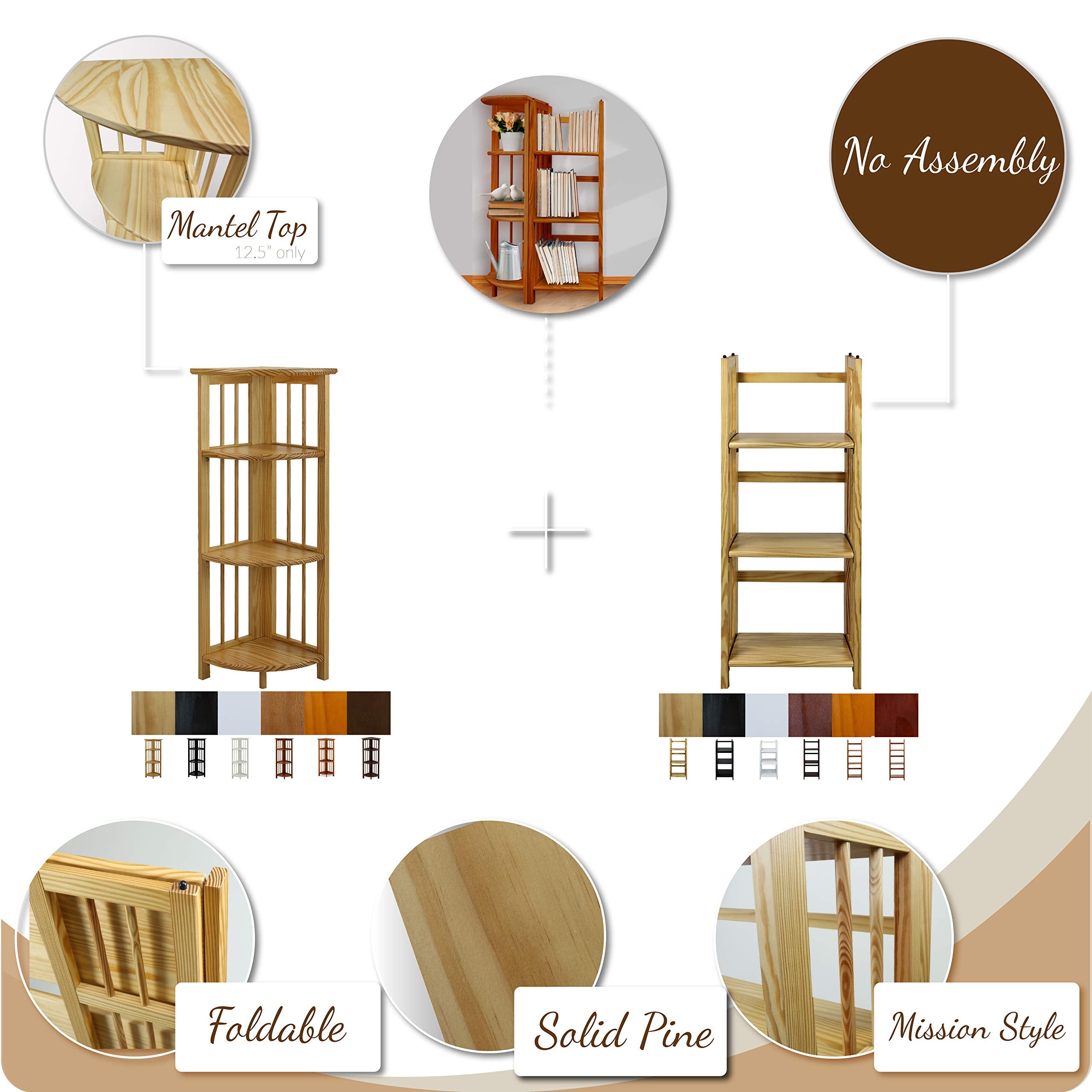 Casual Home Solid Wood Folding Bookcase