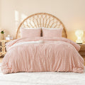 Litanika Blush Full Comforter Set, 3 Pieces Pink Tufted Boho Farmhouse Bedding Comforter Sets, Lightweight Fluffy Comforter Bed