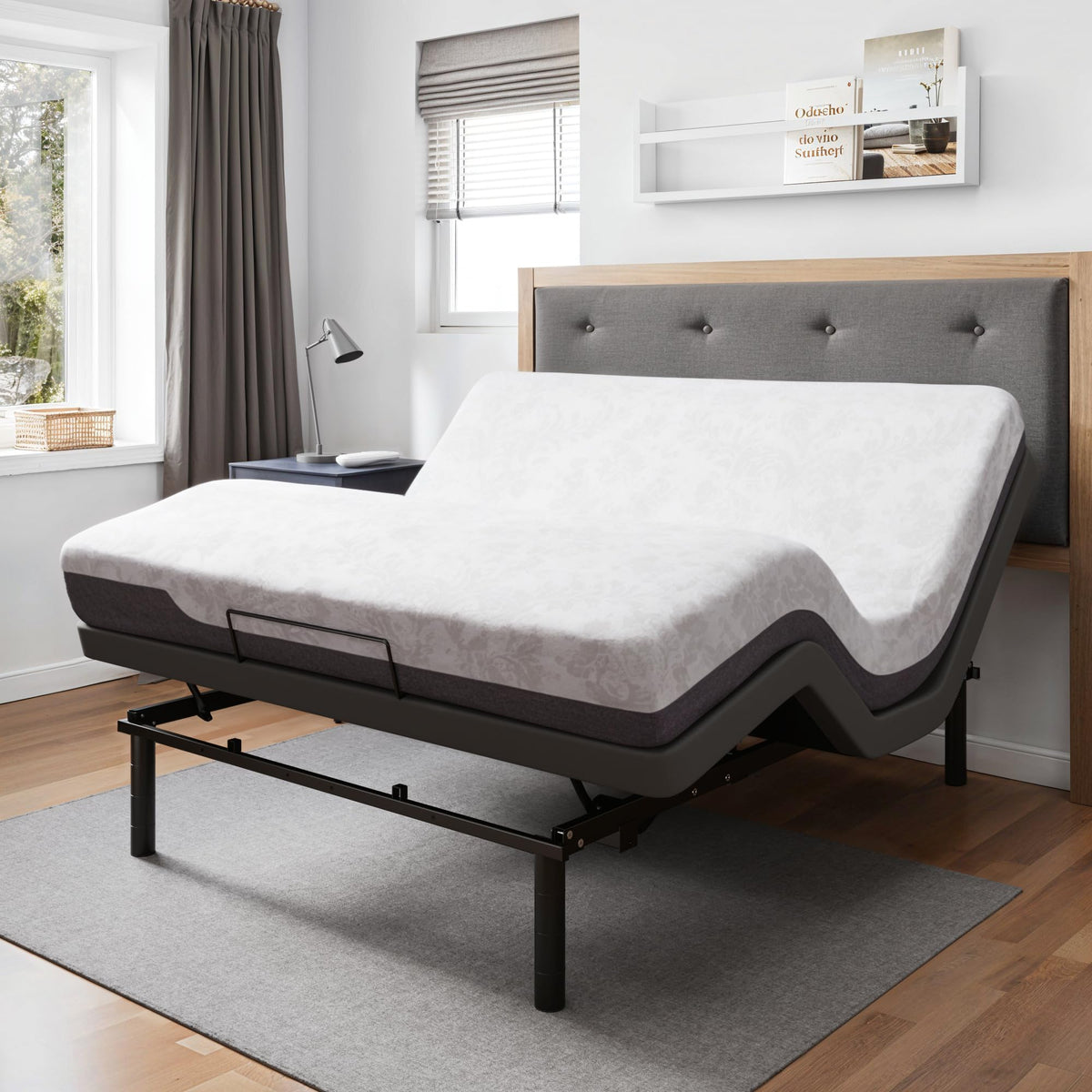 GOLDORO Ergonomic Queen Size Adjustable Bed Base with Adjustable Legs, Wireless Remote Control, Whisper Quiet Durable Motor, Ind