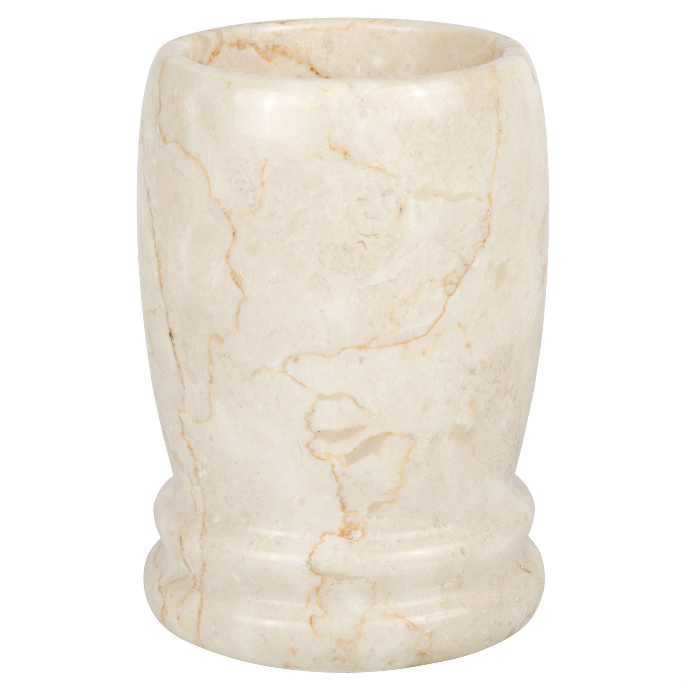 Creative Home Natural Champagne Marble Double Ring Collection Tumbler Toothbrush Holder Makeup Brush Holder Bathroom Vanity Coun