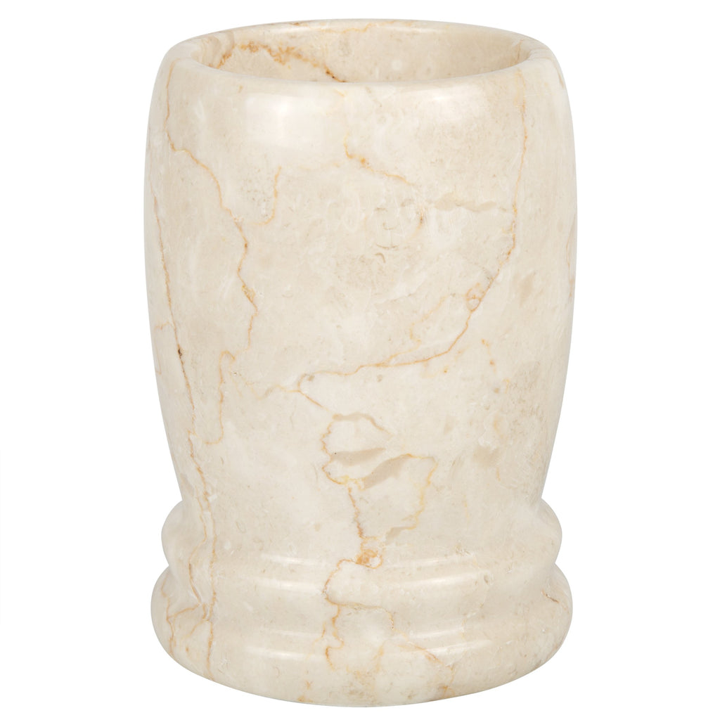 Creative Home Natural Champagne Marble Double Ring Collection Tumbler Toothbrush Holder Makeup Brush Holder Bathroom Vanity Coun