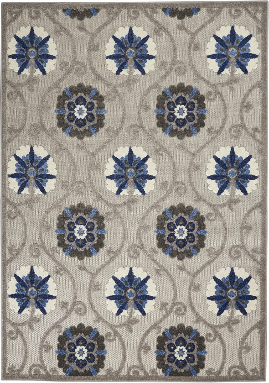 HomeRoots Grey/Blue 100% Polypropylene 4’ x 6’ Gray and Blue Indoor Outdoor Area Rug