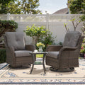 Patio Furniture Set Swivel Rcoker - 3 Pieces Outdoor Glider Rocking Chairs with Small Side Table, Wicker Chair Sets for Porch, B