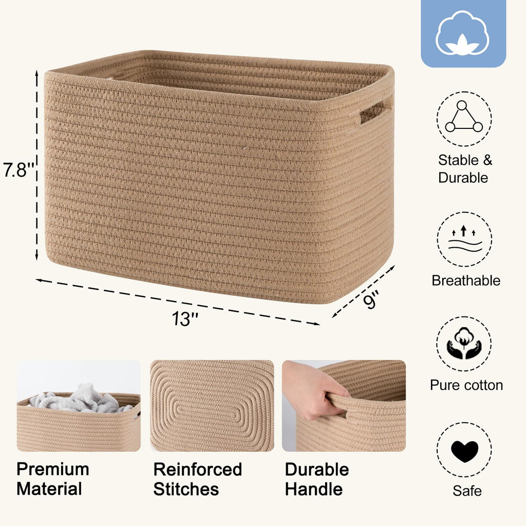 Sixdove 4 Pack Storage Baskets For Organizing, Woven Baskets For Shelves - Perfect For Toys, Books, Towels, And Clothes, Durable