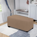 Easy-Going Stretch Ottoman Cover Folding Storage Stool Furniture Protector Soft Rectangle Slipcover With Elastic Bottom (Large, Camel)