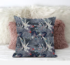 HomeRoots Dark Blue 16â€ Purple Indigo Tropical Zippered Suede Throw Pillow
