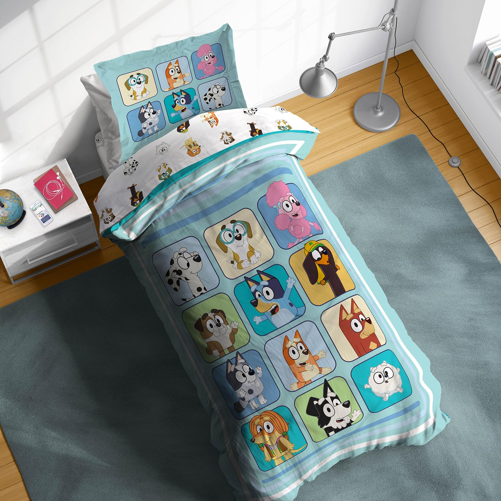 Sunny Side Up Bluey & Friends Twin Comforter Set - 5 Piece Kids Bedding Includes Comforter, Sheets & Pillow Cover - Super Soft M