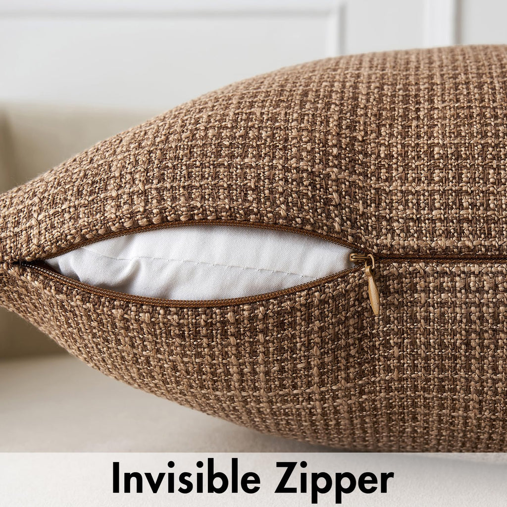 Miulee Burlap Linen Throw Pillow Covers 18X18 Inch Brown Decorative Pillow Covers Modern Farmhouse Pillowcases Soft Accent Cushi