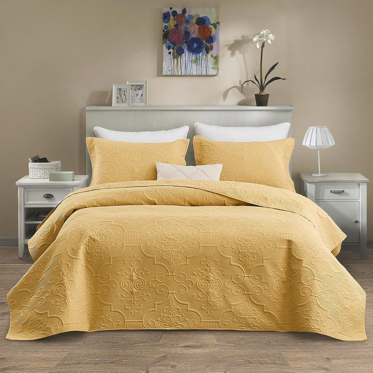 Chixin Quilt Twin Size - Damask Paisley Bedspread Coverlet Set - Classic & Gorgeous Style Bedding Cover, Ultrasonic Quilting, Re