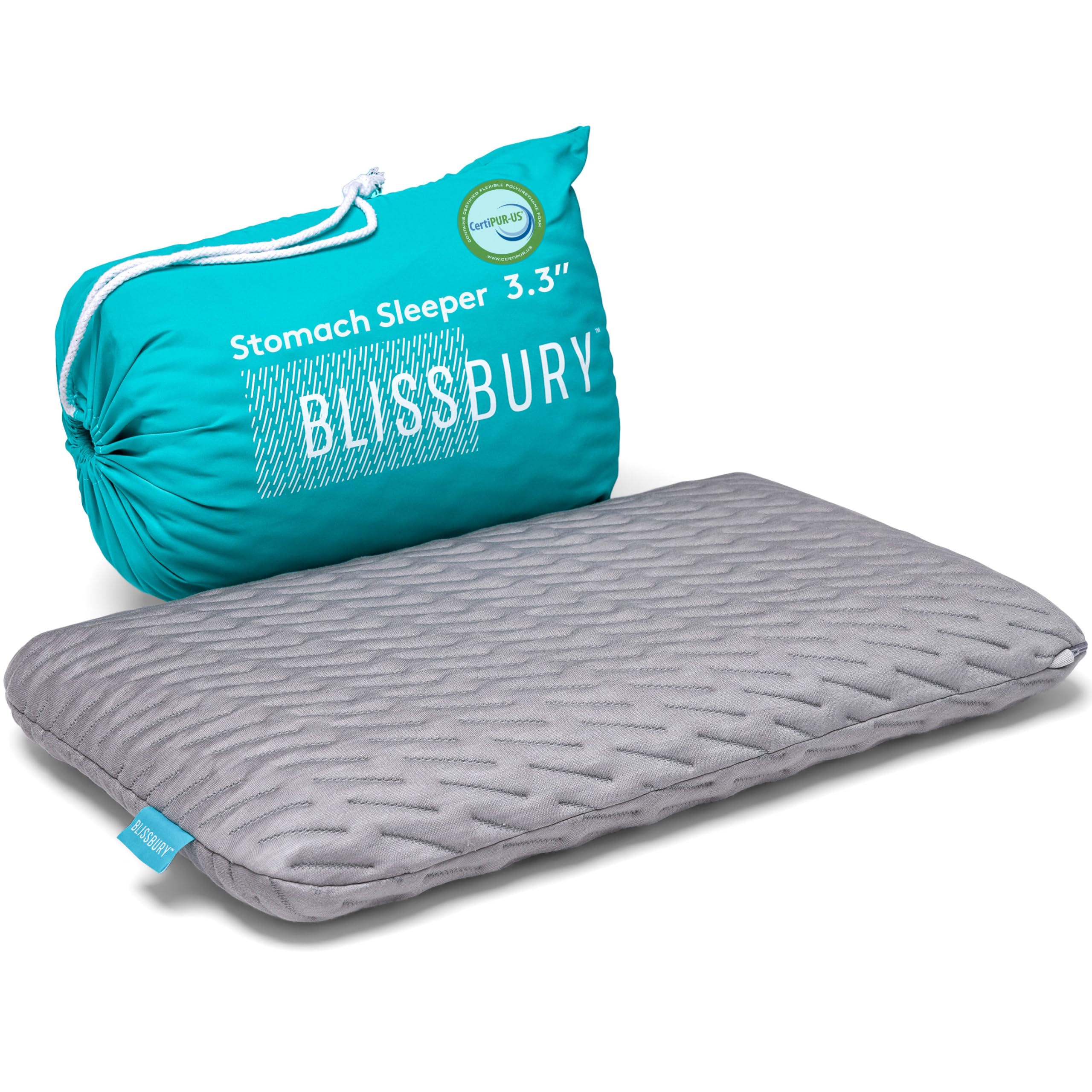 Blissbury Stomach Sleeping Pillow - Thin Memory Foam Pillow For Stomach Sleepers | Ultra Thin Pillow For Sleeping | Flat Pillows