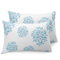 Huesland By Ahmedabad Cotton 144 Tc Pillow Cover Cotton Set Of 2  White (Blue Print)