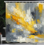 Ambesonne Yellow Shower Curtain, Modern Abstract Composition of Contemporary Brush Stroke Print Surreal, Cloth Fabric Bathroom D