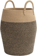 BY Large Woven Laundry Basket with Handles, Modern Tall Laundry Hamper for Clothes, Blankets, Towels, Decorative Boho Laundry Ha