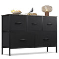 WLIVE Dresser for Bedroom with 5 Drawers, Long Fabric Dresser, Chest of Drawers, Storage Drawer Unit with Fabric Bins for Closet