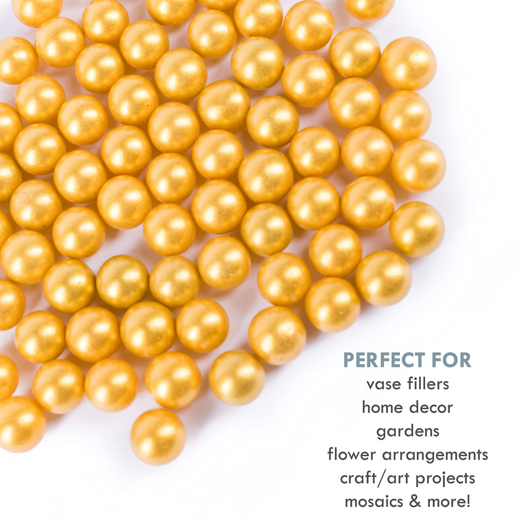 Galashield Gold Marbles For Vases | Glass Marbles Bulk Vase Fillers | Glass Beads For Vases, Round Marble 1Lb, (Approx. 80 Pcs)
