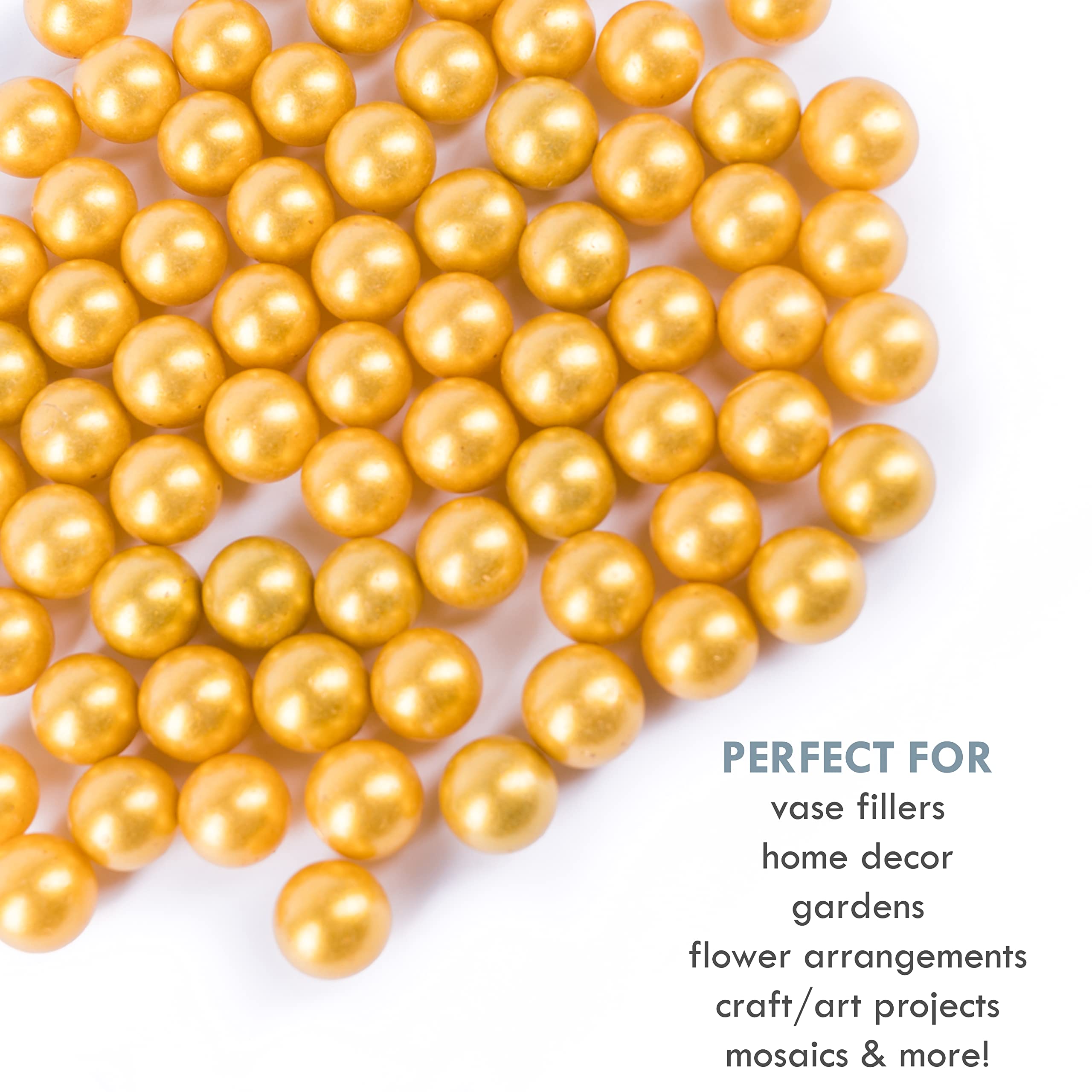 Galashield Gold Marbles For Vases | Glass Marbles Bulk Vase Fillers | Glass Beads For Vases, Round Marble 1Lb, (Approx. 80 Pcs)