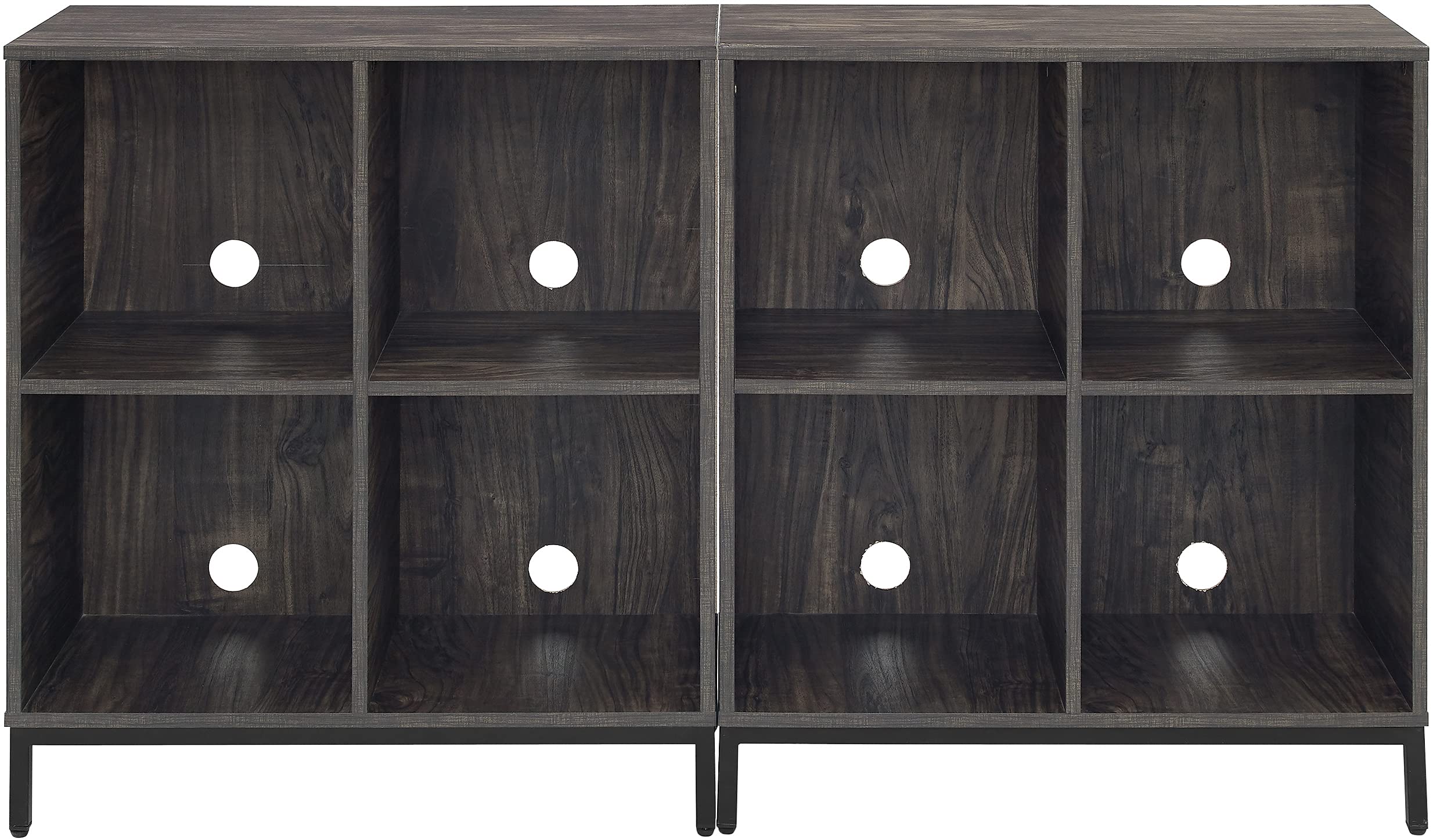 Crosley Furniture Jacobsen 2-Piece Vinyl Record Storage Cube Bookcase Set and Record Player Stand, Brown Ash