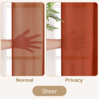 Homeideas Non-See-Through Burnt Orange Privacy Sheer Curtains 52 X 54 Inches Long 2 Panels Sheer Curtains Light Filtering Window Curtains Drapes For Bedroom Living Room