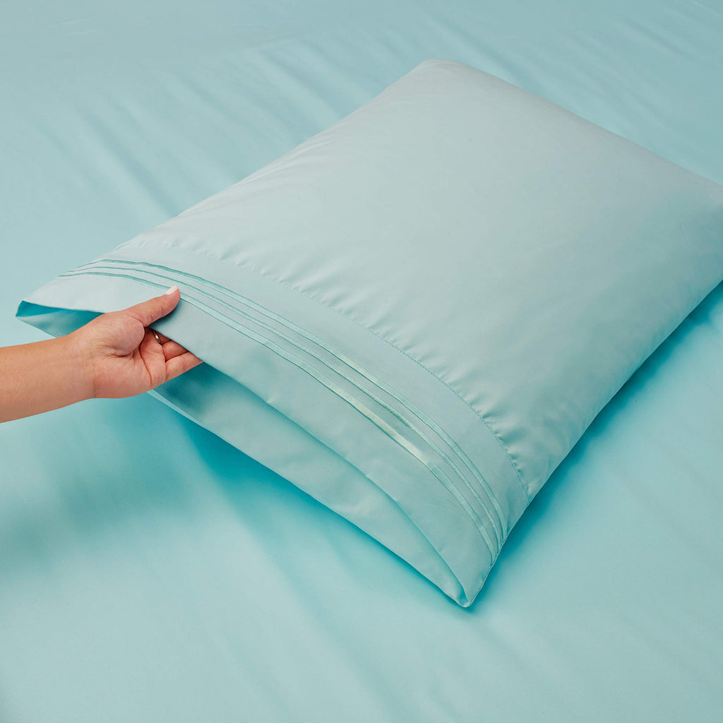 Clara Clark Twin Sheets, 5 Piece Set - Hotel Luxury Sheets For Twin Size Bed, Super Soft Bedding Sheets & Pillowcases, Twin Size Sheets, Aqua Light Blue