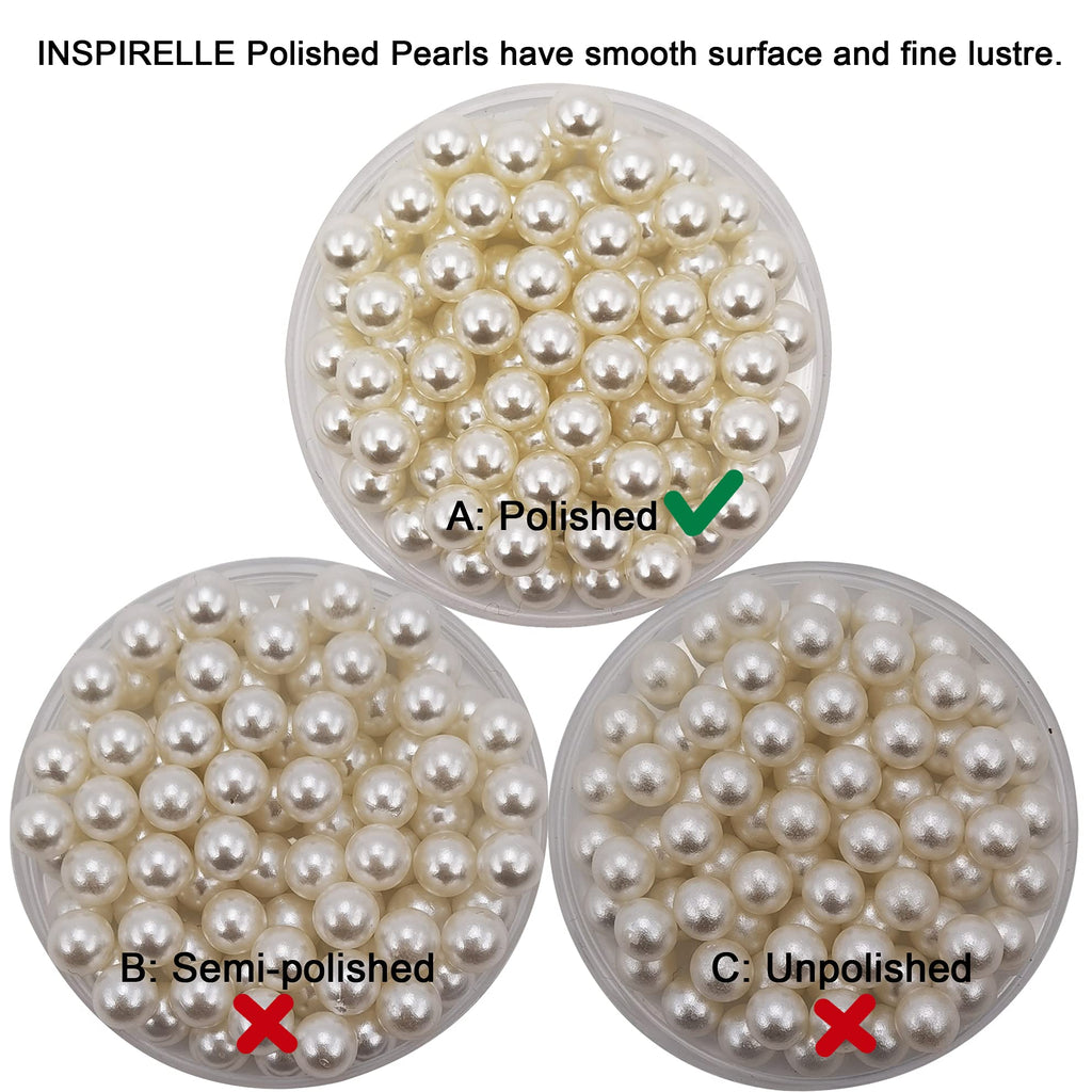 Inspirelle 580Pcs White Undrilled Abs Art Faux Pearls For Vase Fillers, 10Mm No Hole Makeup Beads To Hold Brush Eyeliner, Imitat