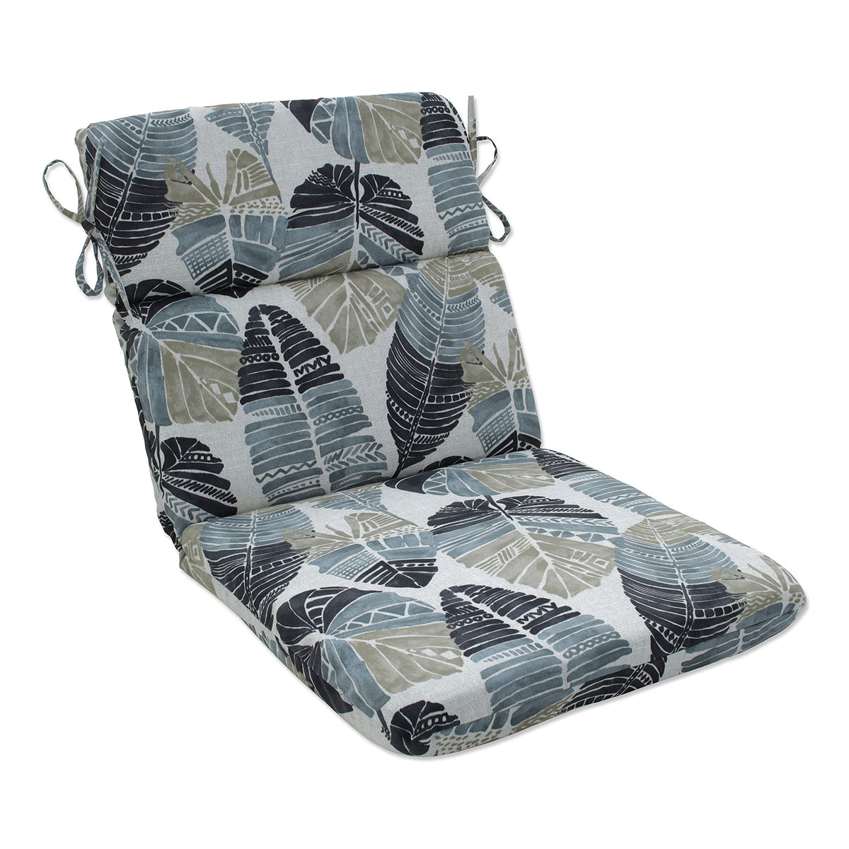 Pillow Perfect Outdoor/Indoor Round Corner Chair Cushion, 40.5' X 21', Black Hixon Stone