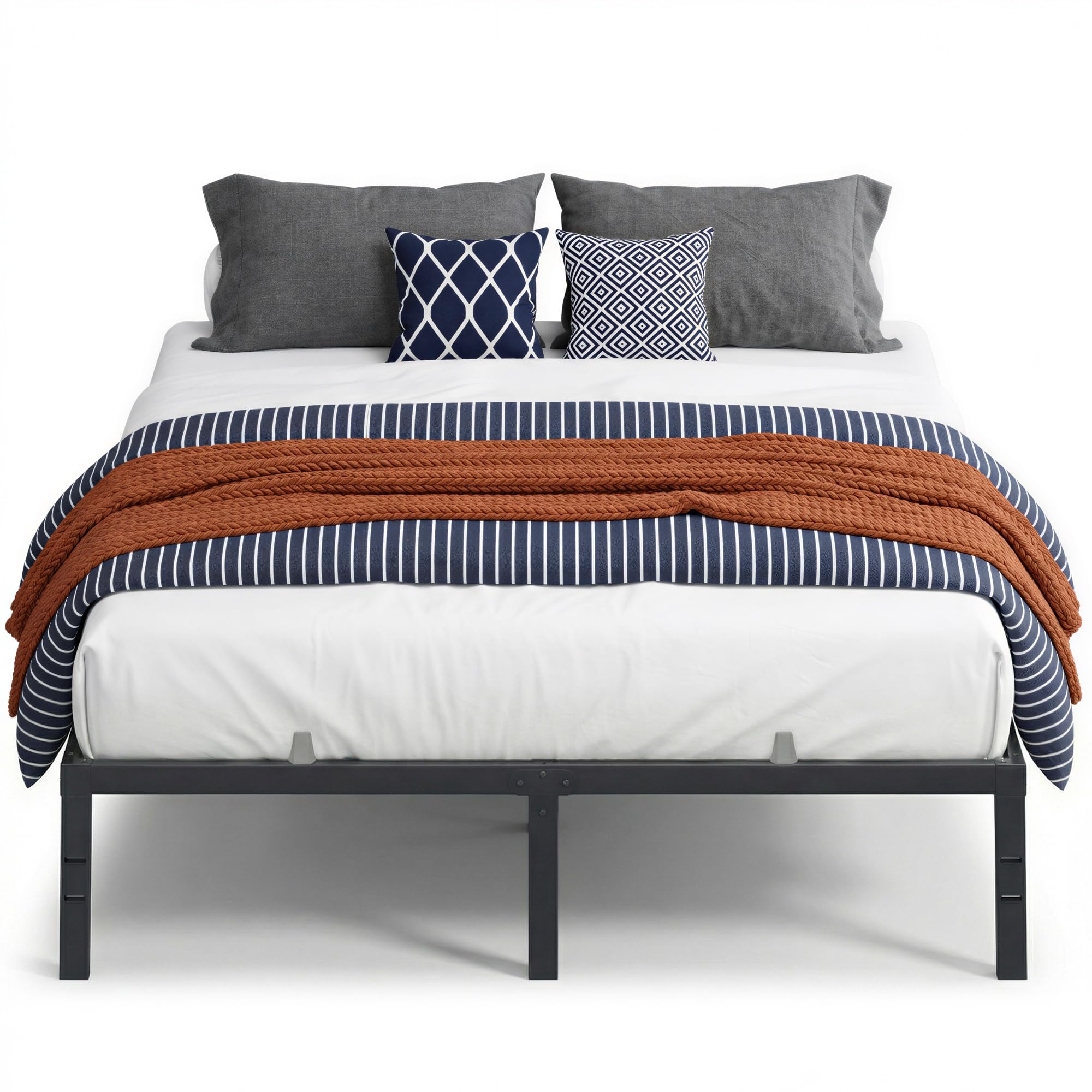 VASAGLE Queen Metal Bed Frame 14 Inches Tall, 1100 lb Weight Capacity, No Box Spring Needed, with Under-Bed Storage, Easy Setup,