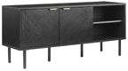 Crosley Furniture Brody Vinyl Record Storage Sideboard, Modern Media Console and Cabinet with Shelves, Black