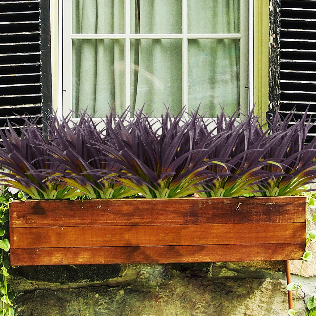 Phliofd 16Pcs Artificial Grass Fake Grass Plants 17.3In Outdoor Plants Uv Resistant Faux Greenery Stems For Home Window Garden P