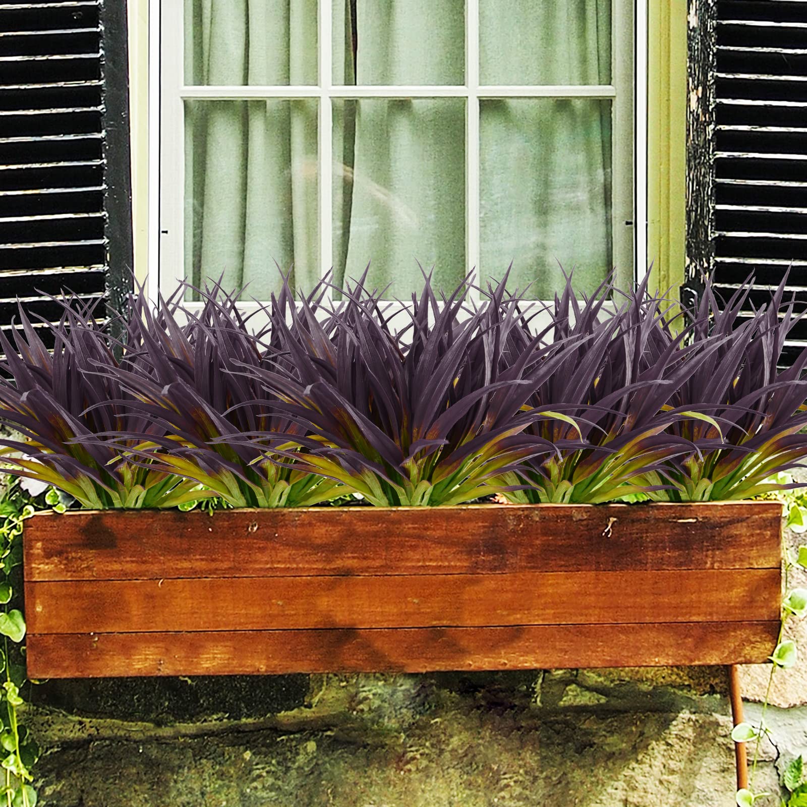 Phliofd 16Pcs Artificial Grass Fake Grass Plants 17.3In Outdoor Plants Uv Resistant Faux Greenery Stems For Home Window Garden P