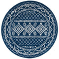 SAFAVIEH Tulum Collection 5 Round Navy/Ivory TUL268N Moroccan Boho Distressed Non-Shedding Dining Room Entryway Foyer Living Ro