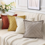 Decoruhome Decorative Mustard Yellow Throw Pillow Covers 22X22 Set Of 2 With Splicing, Boho Soft Corduroy Broadside Twill Pillow