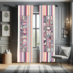 Ambesonne Bear Window Curtains, Delicate Pastel Tone Road Stripes with Modern Cartoon Dream Cloud and Sun, Lightweight Decorativ