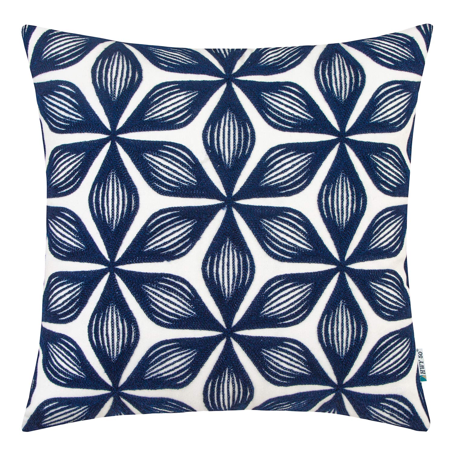Hwy 50 Decorative Throw Pillow Covers 18X18 Inch Embroidered Accent Cotton Throw Pillow Case Cushion Cover For Sofa Living Room