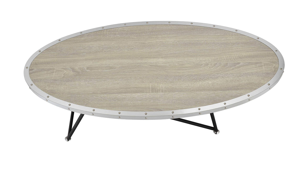 HomeRoots Furniture Coffee Table in Weathered Gray Oak, Multicolor