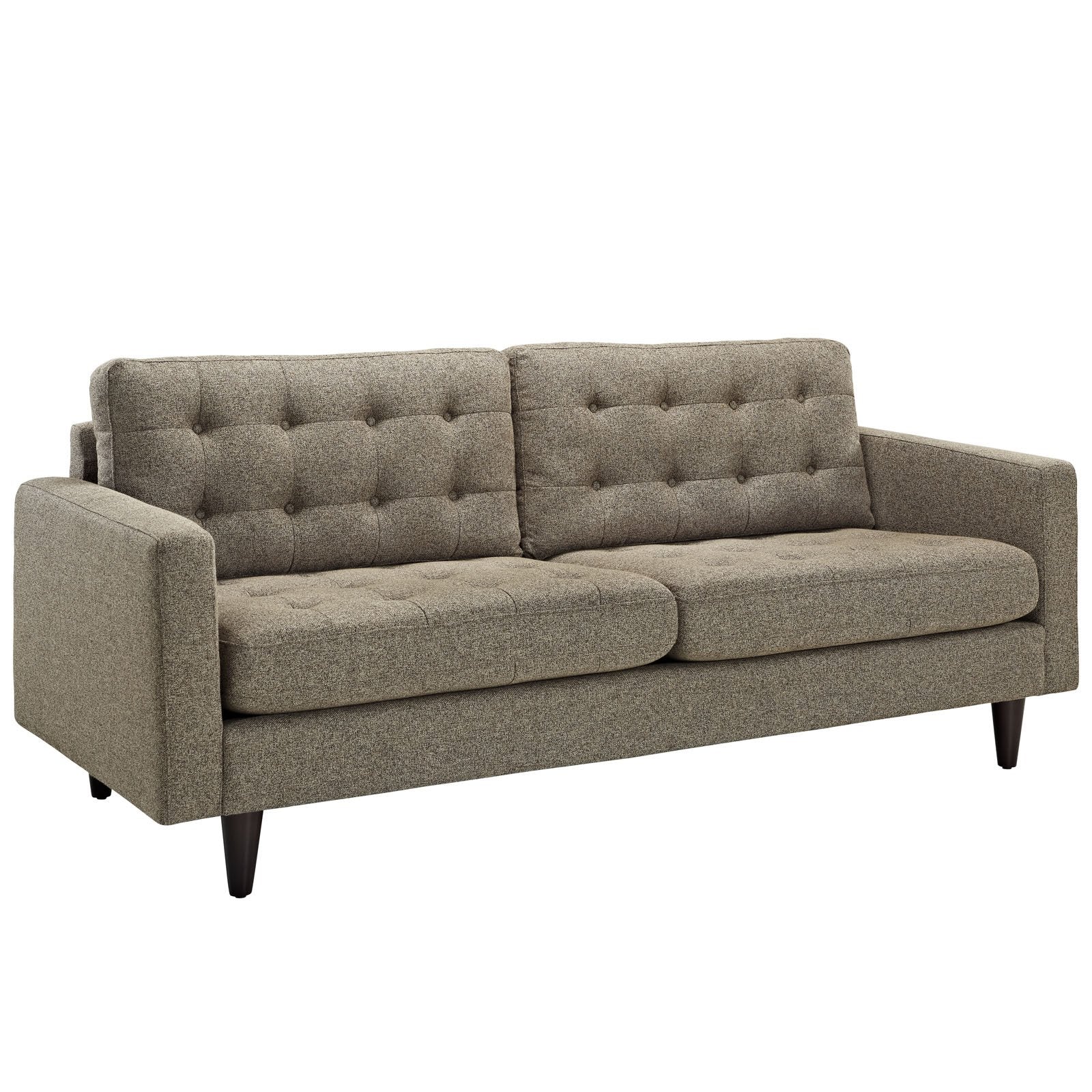 Modway Empress Mid-Century Modern Upholstered Fabric Sofa And Two Armchair Set In Oatmeal