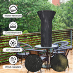 Patio Tabletop Heater Covers With Zipper And Storage Bag,Waterproof,Dustproof,Wind-Resistant,Sunlight-Resistant,Snow-Resistant,Black,38'' Height X 24' Dome X 14.5' Base