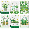Zubebe 6 Pcs St. Patricks Day Kitchen Towel Irish Lucky Shamrock Dish Towel Watercolor Gnome Hand Towels Reusable Tea Towel for